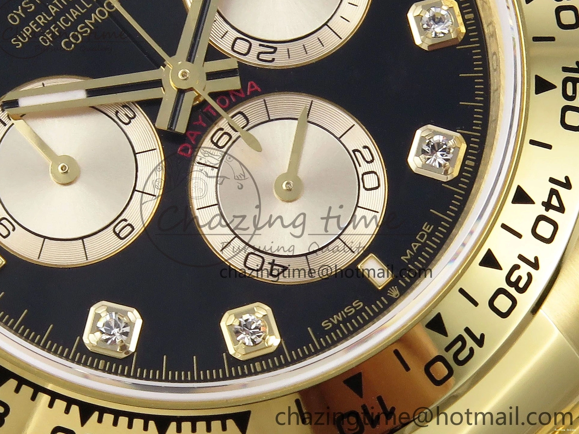 0601 Daytona 126508 QF 1:1 Best Edition Black YG Diamonds Dial on YG Braclet SH4131 V WeatherProof 1314
